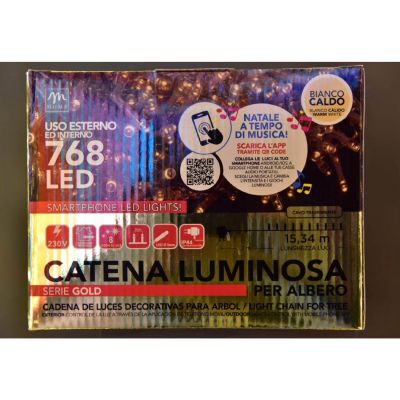 CATENA LUMINOSA 768 LED BIANCO CALDO CON COMANDO TRAMITE APP 06592
