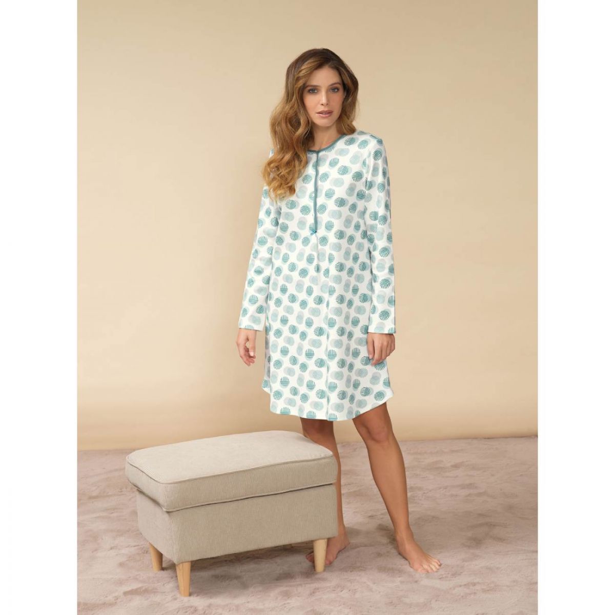 CAMICIA DA NOTTE MANICA LUNGA IN CALDO COTONE 92871 LINCLALOR