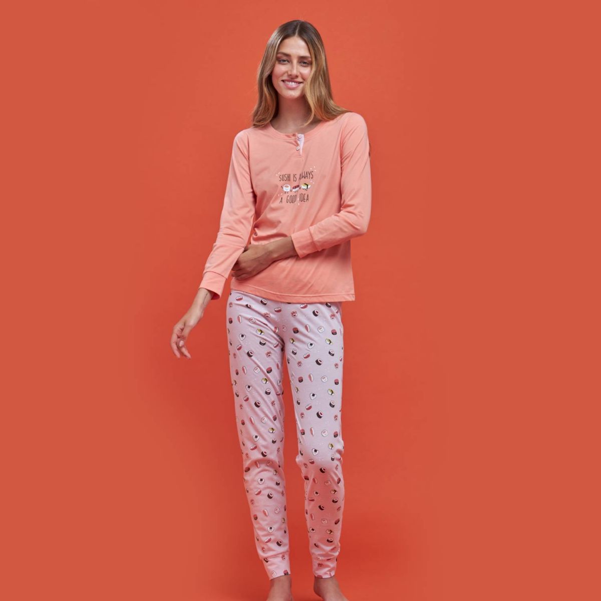 SUSHI PIGIAMA DONNA MANICA LUNGA FA007683 NOI DI NOTTE