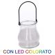 LANTERNA CON LED COLORATO E CANDELA A CITRONELLA