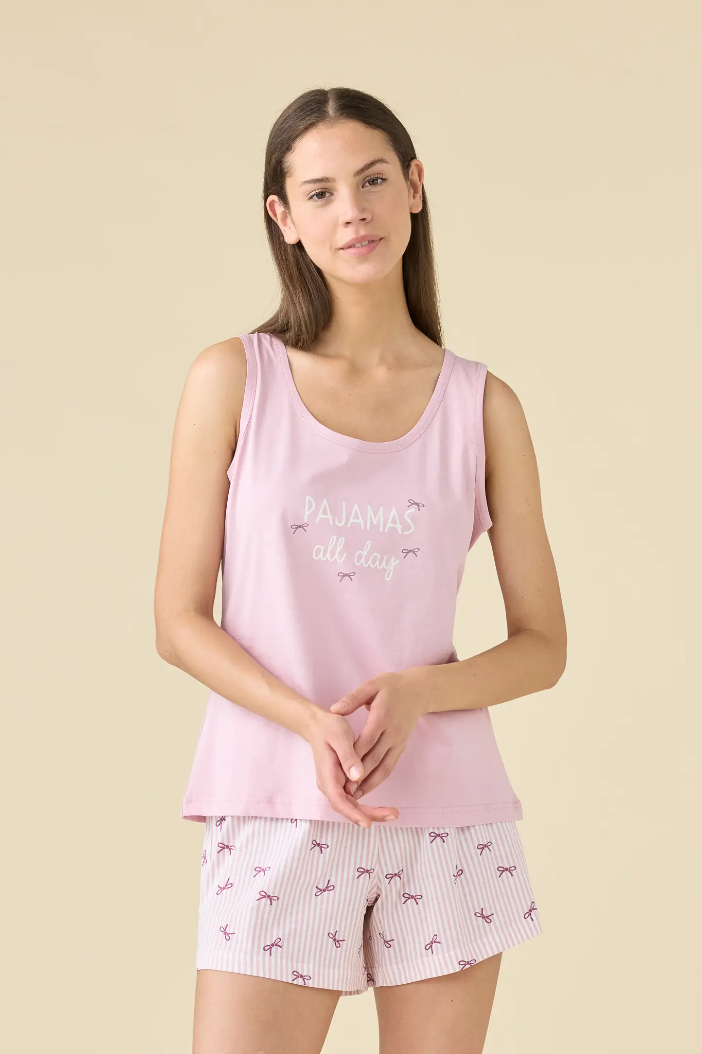 PIGIAMA DONNA COTONE SPALLA LARGA FA009616 GLICINE