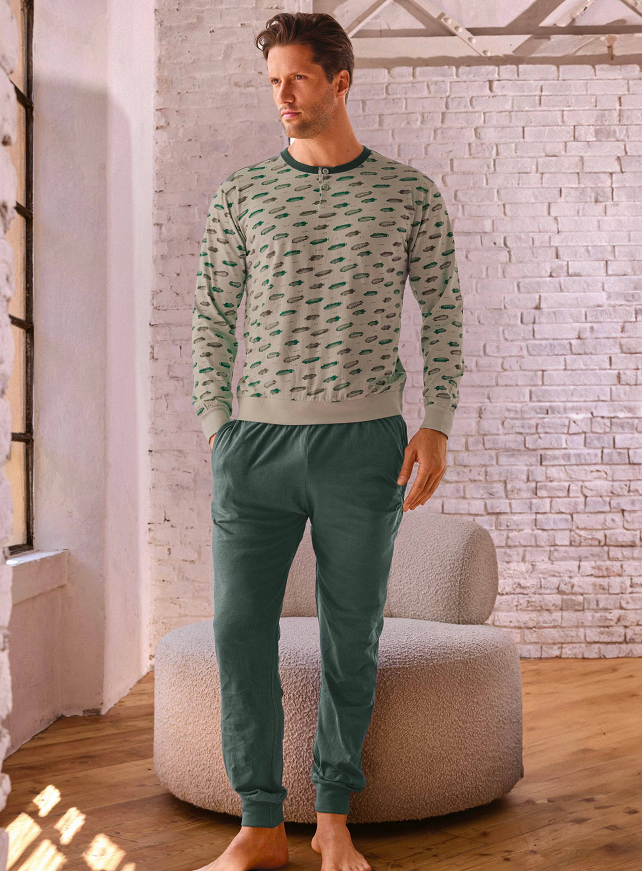 PIGIAMA UOMO COTONE MANICA LUNGA SERAFINO ARS754265 INFIORE SALVIA/ANTRACITE