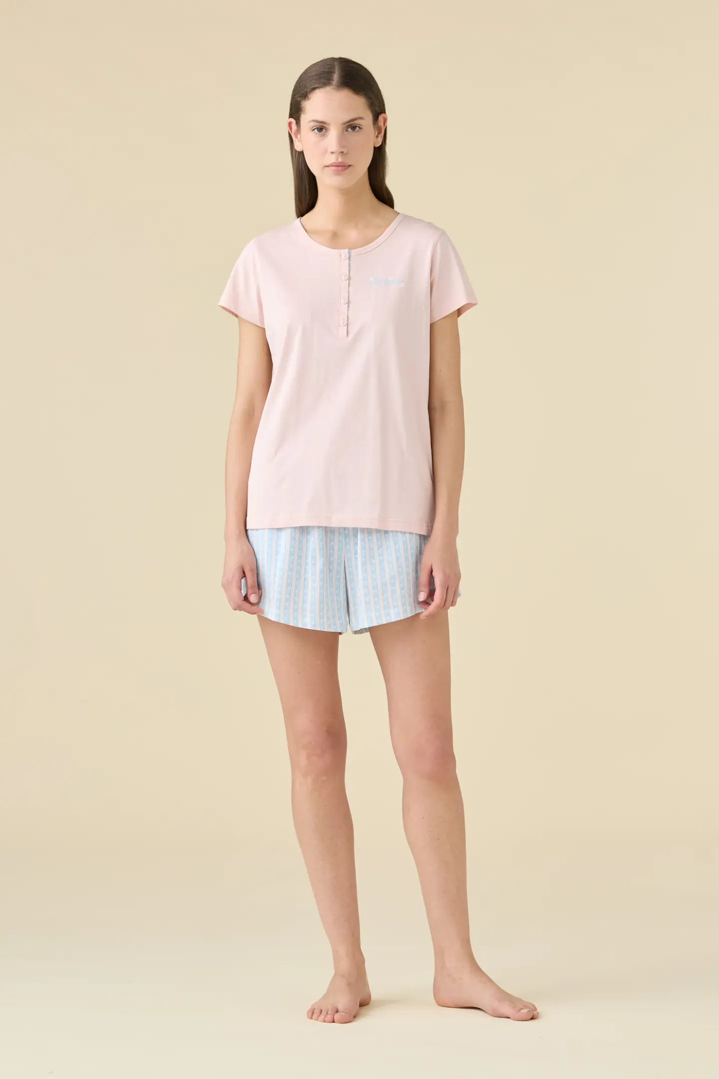 PIGIAMA DONNA COTONE MEZZA MANICA FA009568 PINK/ROSE