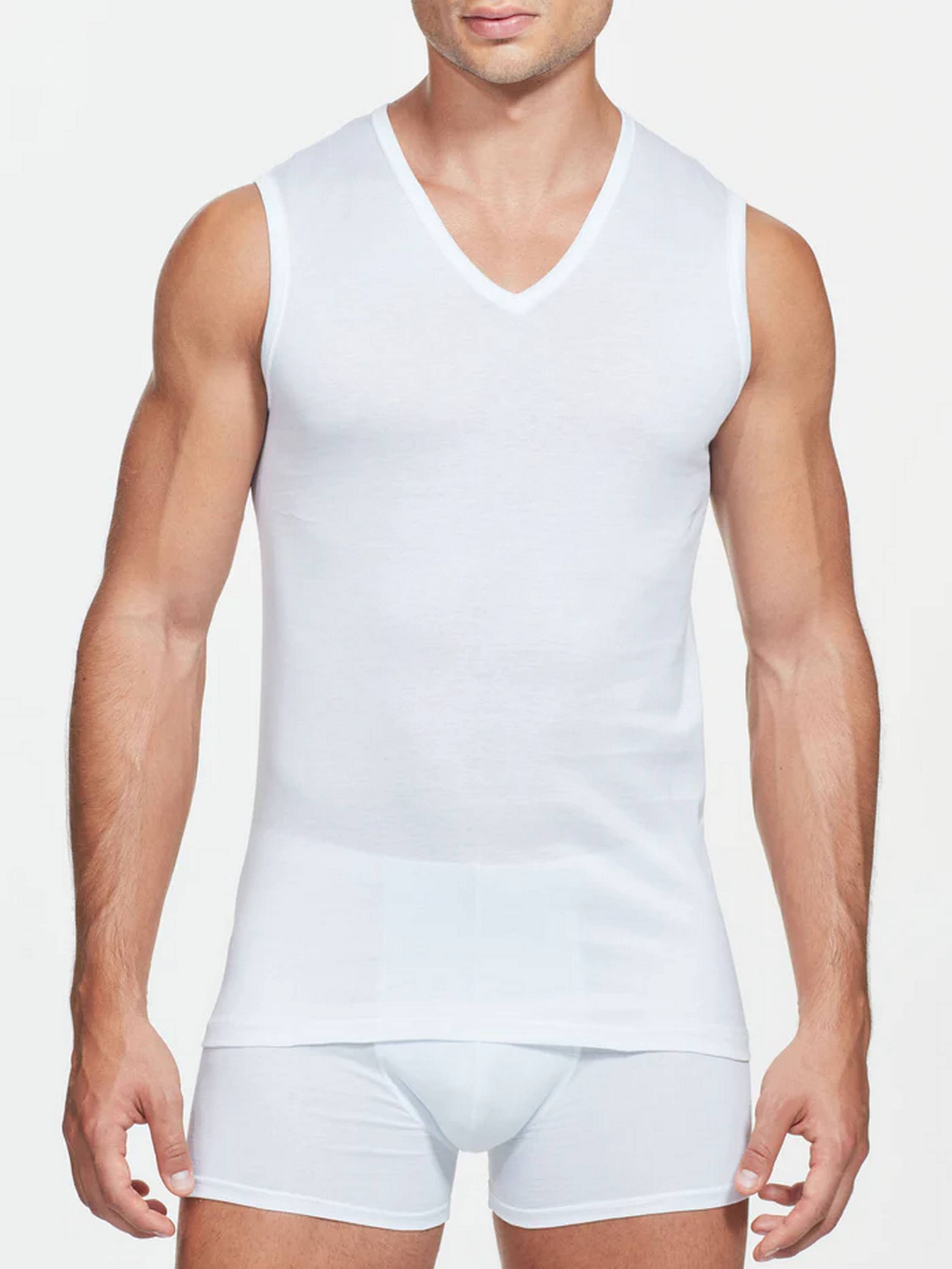 VOGATORE SILKOTTON SMANICATO SCOLLO A V RAGNO 601693 BIANCO