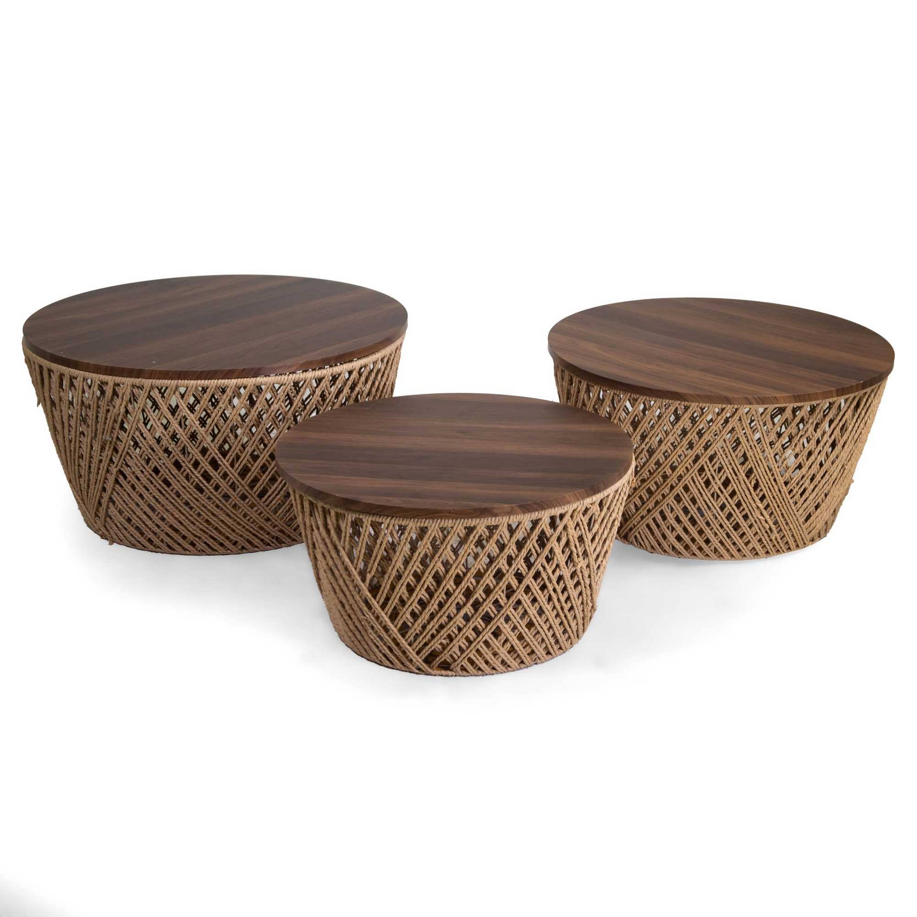 TAVOLINO LEGNO CONTENITORE NATURALE TONDO S 53H29