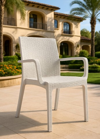 SEDIA CON BRACCIOLI INDIANA ILBLUGARDEN MADE IN ITALY BIANCO