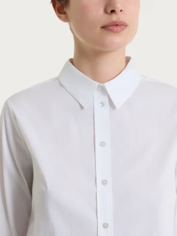 Camicia con manica 3/4 in Poplin di cotone DS52SW BIANCO