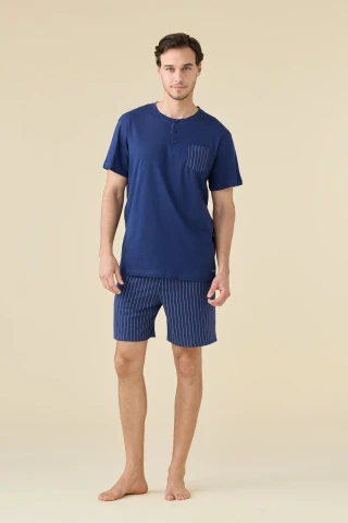 PIGIAMA 3 PEZZI UOMO COTONE LE001280 MEDIEVAL BLUE