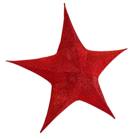 Stella pieghevole tessuto effetto glitter rosso cm135x0x135