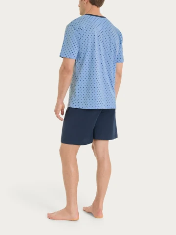 Pigiama trittico con micro rombi in Jersey di Cotone UA23NT FANT. DELLA ROBBIA BLUE