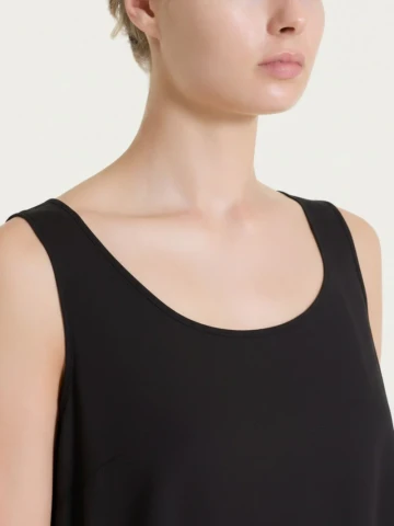 Top con spalla larga in Voile Stretch DS25S2 NERO