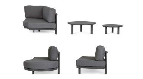 SET SALOTTO ANGOLARE CON CUSCINI HERCULES ANTRACITE