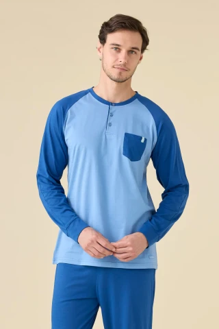 PIGIAMA UOMO COTONE MANICA LUNGA FC003229 BLUE RIVIERA