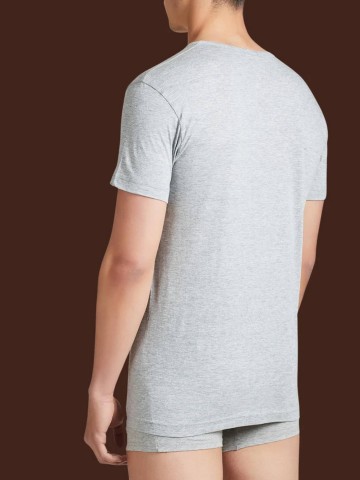 MAGLIA MEZZA MANICA SCOLLO A V PACCO DOPPIO RAGNO 601418 ARGENTO