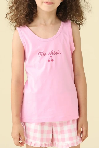PIGIAMA BAMBINA COTONE SPALLA LARGA FE002620 FUXIA
