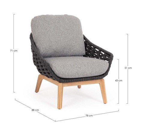 POLTRONA CON CUSCINO TAMIRES ANTRACITE 0660606