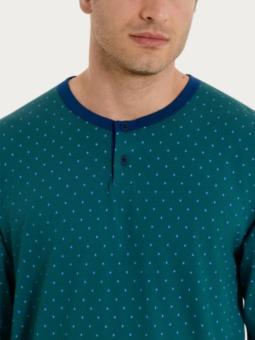 Pigiama a serafino con micro rombi in Jersey di Cotone UA23N1 RAGNO FANT. BAYBERRY