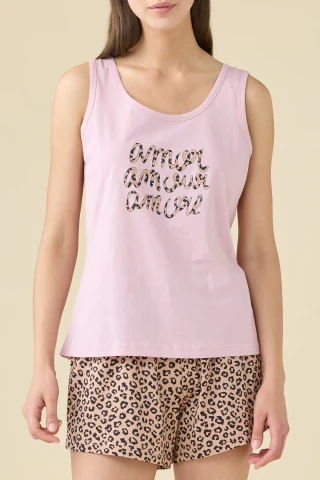 PIGIAMA DONNA COTONE SPALLA LARGA FA009617 GLICINE