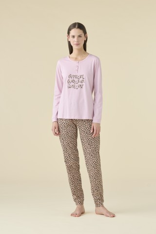 PIGIAMA DONNA COTONE MANICA LUNGA FA009464 NOIDINOTTE ROSA PALLIDO