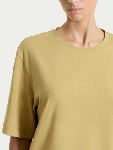 Maglietta boxy tinta unita in Ultralight DN17TO KHAKI
