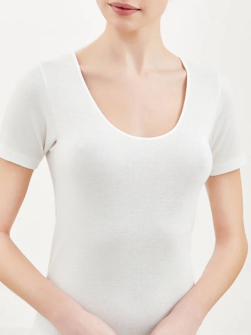 MAGLIA SINTONIA MEZZA MANICA GIROCOLLO RAGNO 072457 BIANCO LANA