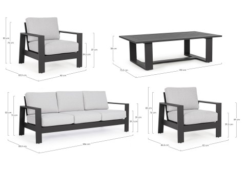 SET 4 SALOTTO CON CUSCINI BALTIC ANTRACITE YK13 0663214