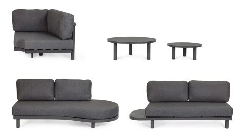SET SALOTTO ANGOLARE CON CUSCINI HERCULES ANTRACITE