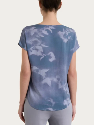 Blusa con manica corta e fantasia in EcoSeta DS85S7 RAGNO FANT. GRAY DAWN