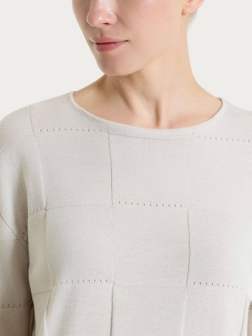 Maglia a manica lunga con fantasia check in Puro Cotone DS08M9 RAGNO CHAMPIGNON