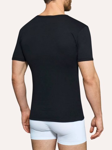 MAGLIA TERMICA 100% COTONE  MANICA CORTA SCOLLO V U801A8 RAGNO NERO