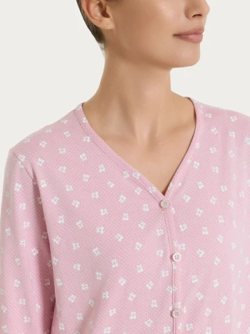 PIGIAMA DONNA Manica lunga APERTO DT04N7 ragno CAMEO PINK
