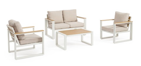 SET 4 SALOTTO CON CUSCINI LEANDRO BIANCO-BEIGE 0663882