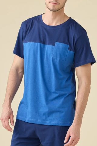 PIGIAMA UOMO COTONE MEZZA MANICA FC003279 LIMOK BLUE