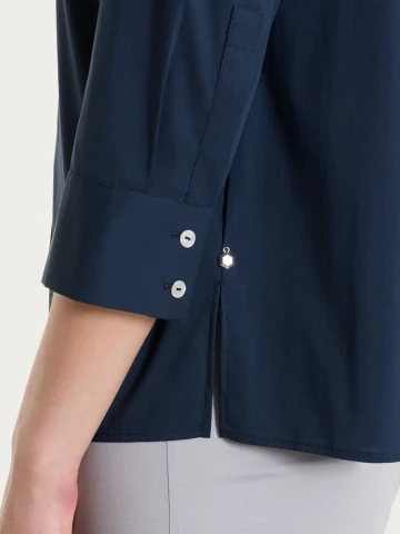 Camicia con manica 3/4 in Poplin di cotone DS52SW BLUE