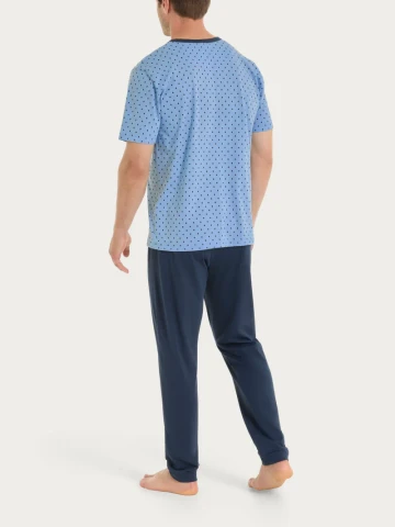 Pigiama trittico con micro rombi in Jersey di Cotone UA23NT FANT. DELLA ROBBIA BLUE