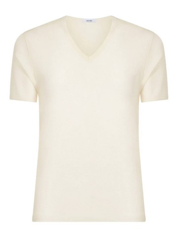 MAGLIA 100MERINO MEZZA MANICA SCOLLO A V RAGNO 060038 BIANCO LANA