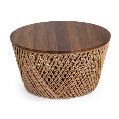 TAVOLINO LEGNO CONTENITORE NATURALE TONDO L 66H34