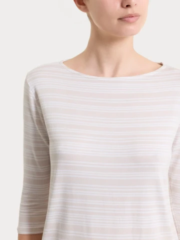 Maglietta a righe alternate scollo a barchetta in Viscosa Summer DT13TB RAGNO FANT.CHAMPIGNON