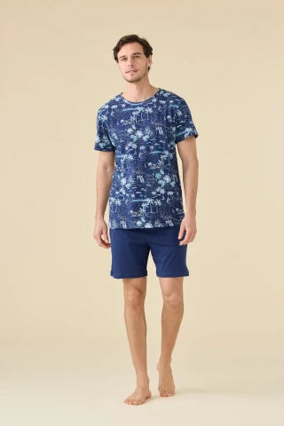 PIGIAMA UOMO COTONE MEZZA MANICA FC003270 MEDIEVAL BLUE