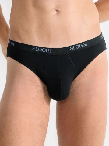 BASIC SLIP MINI PACCO DOPPIO SLOGGI 10020414 UOMO NERO