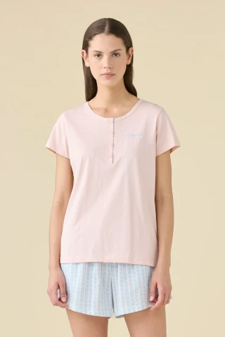 PIGIAMA DONNA COTONE MEZZA MANICA FA009568 PINK/ROSE