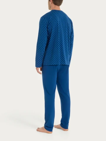 Pigiama aperto con micro rombi in Jersey di Cotone UA23N7 RAGNO FANT. NAVY PEONY CRAVATIER