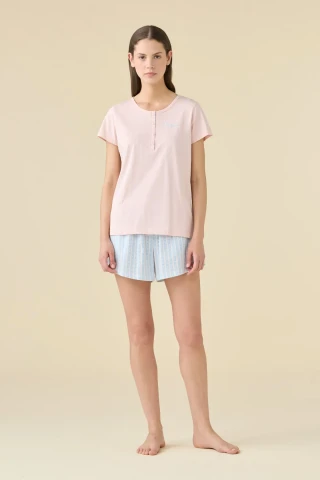 PIGIAMA DONNA COTONE MEZZA MANICA FA009568 PINK/ROSE