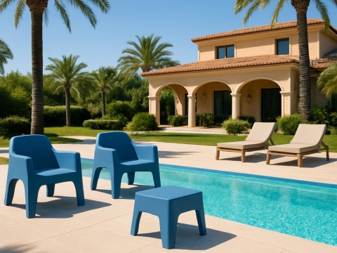 IBIZA SET 2 POLTRONE + TAVOLINO MADE IN ITALY MIAMI BLU