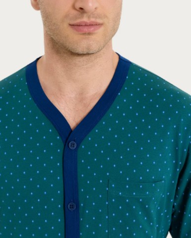 Pigiama aperto con micro rombi in Jersey di Cotone UA23N7 RAGNO FANT. BAYBERRY