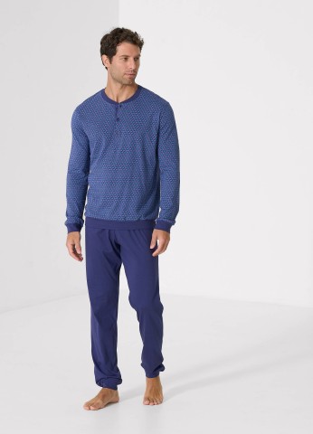 PIGIAMA UOMO MANICA LUNGA SERAFINO LS475352 BLU