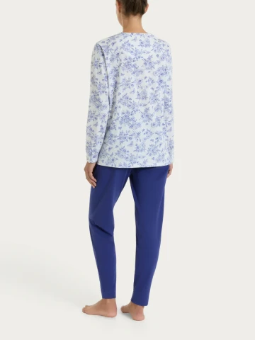 PIGIAMA DONNA MANICA LUNGA APERTO DT04N6 RAGNO BIANCO