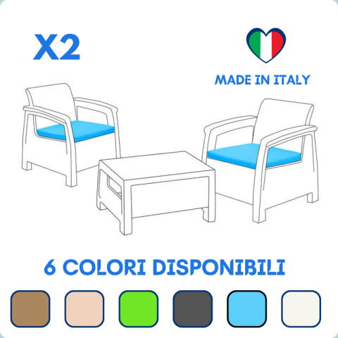 SET 2 CUSCINI PER DIVANETTO MADE IN ITALY TORTORA