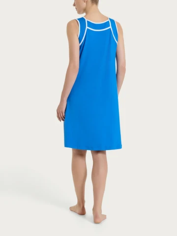 Abito smanicato con piping in Viscosa Summer DT25D2 FANT. STRONG BLUE