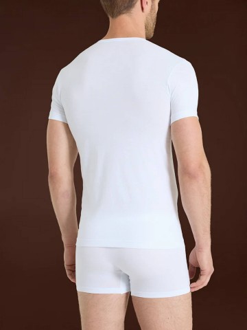 MAGLIA MEZZA MANICA SCOLLO A V PACCO DOPPIO RAGNO 601418 BIANCO